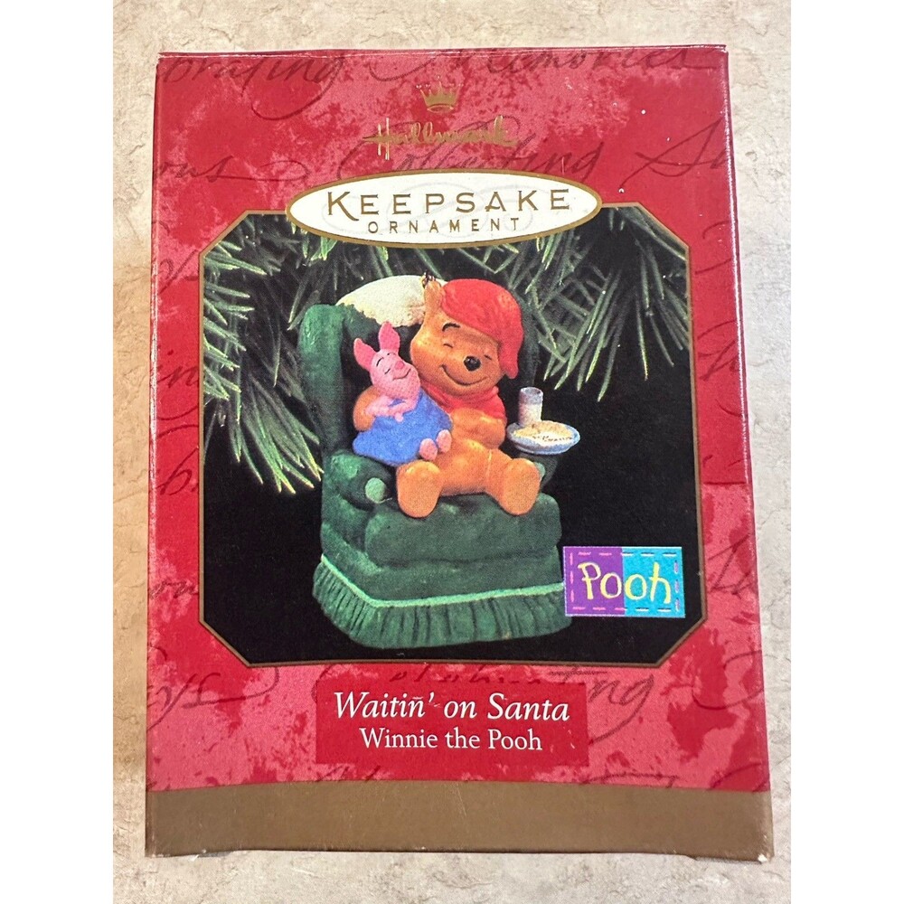 Vintage Hallmark Keepsake Winnie The Pooh Waitin' on Santa Handcrafted Ornament
